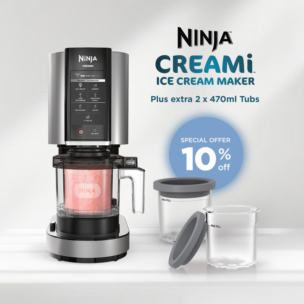 Ninja Creami Ice Cream Maker Plus extra 2x 470ml Tubs