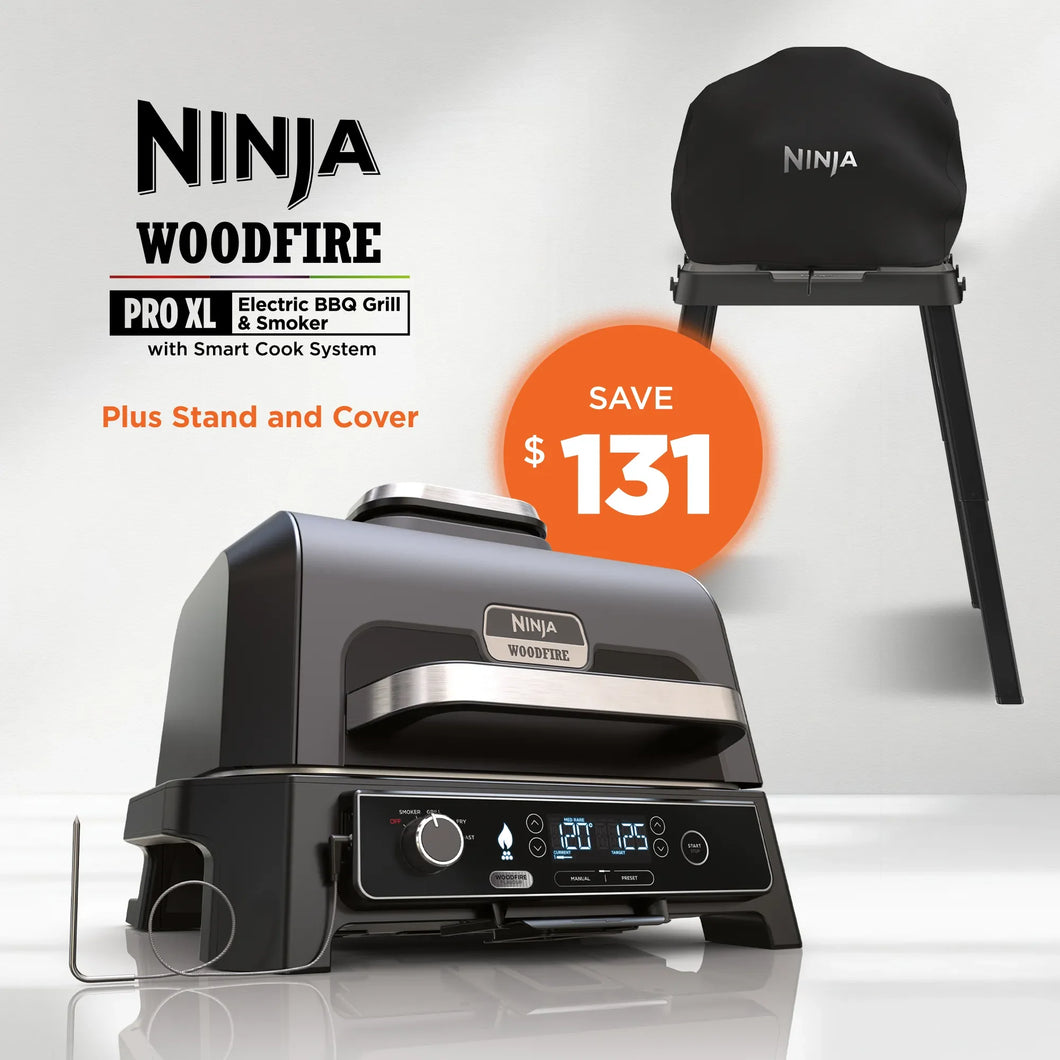 Ninja Woodfire Pro XL Outdoor Electric BBQ Grill & Smoker + Stand + Cover