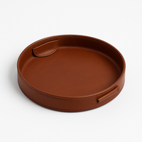 Round Catchall Tray in brown